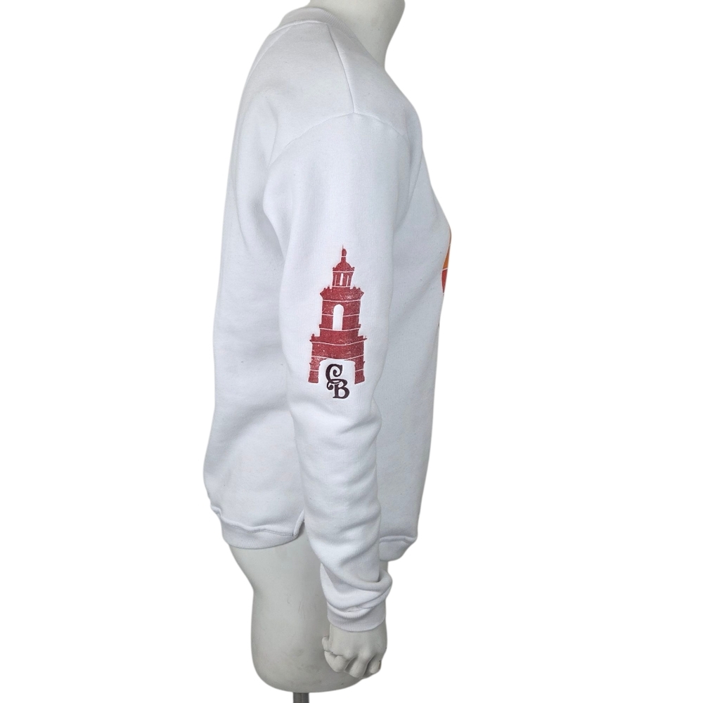 Casa Bonita Pullover Sweatshirt Womens XS White Yellow Red Crew Neck - Picture 2 of 11